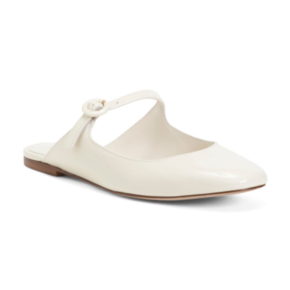 LARROUDE Handmade In Brazil Patent Leather Blair Slide On Mule Flats